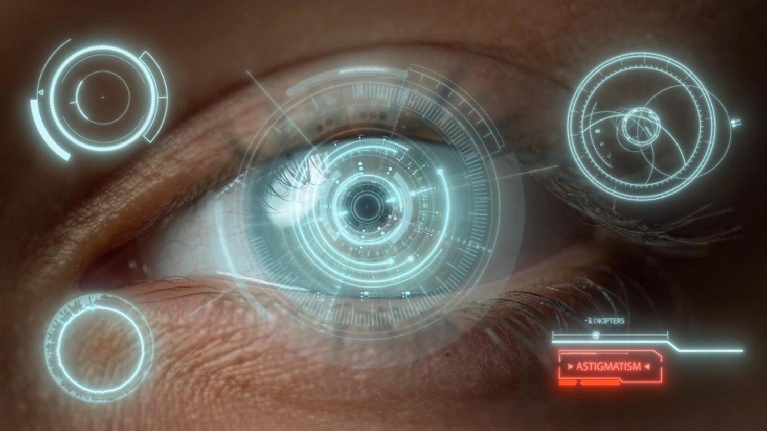 Close-up of an eye with iris scan overlay used in high-end biometric safes